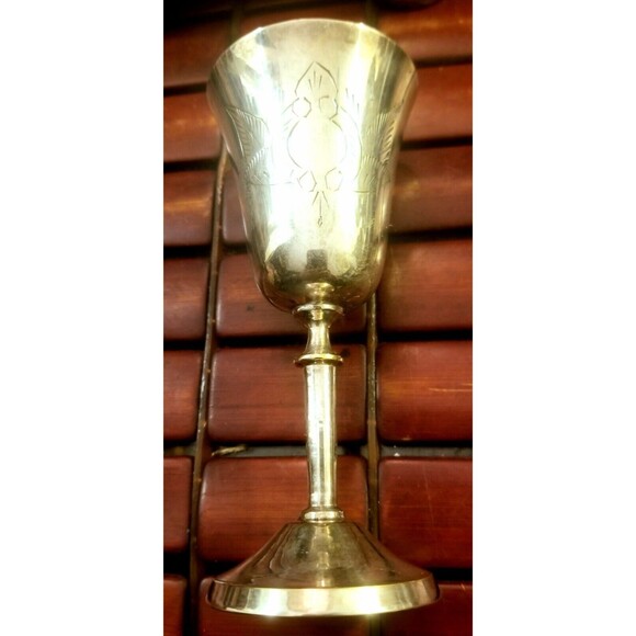 Vintage Silver Plated Metal Chalice w/ Hand Chiseled Floral Decor 2oz 5" High - Picture 3 of 6